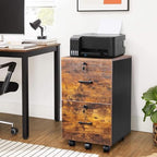 VINGLI 2-Drawer Small Rolling File Cabinet with Lock, Wood Filing Cabinet for Hanging Letter Size Filings with Tabs, Mobile Under Desk File Cabinets for Home Office, Rustic Brown, 27.2" H - Image 4