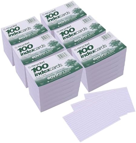 Roaring Spring Recycled Index Cards, 4" x 6", 36 Packs of 100 Note Cards, Lined & Blank Flashcards, Great for Studying, Tests, Speeches by RoaringSpringPaperProducts