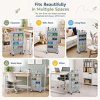 5-Tier Rolling Bookshelf Cart with Wheels, Gray - Image 7