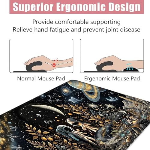 Large Keyboard Mouse Pad Set, Extended Mouse Pad+Keyboard Wrist Rest Support, Memory Foam Ergonomic Easy Typing, 4Pcs (31.5×11.8 in) Desk Pad Set for Office Home,Space Astronaut - Image 5