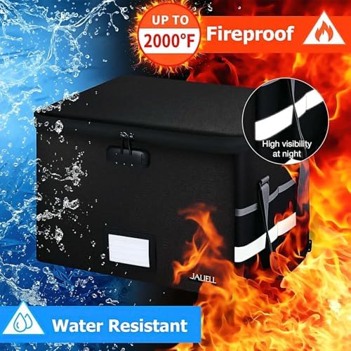 Fireproof File Box with Lock, Document Storage Organizer with Lid, Handle - Image 4
