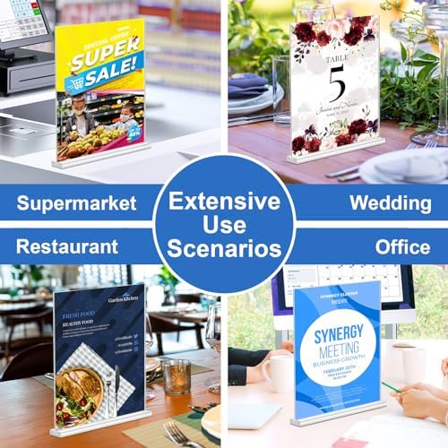Acrylic Sign Holder 8.5 x 11,10 Pack Clear Sign Holder Double Sided Table Menu Vertical Desktop Display Stand Paper Flyer Holder Tabletop Sign Holder Suitable for Restaurants, Office, Store, Hotels - Image 7