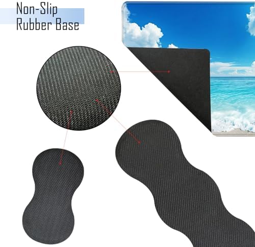 TGFEWYTJYJ Extended Gaming Mouse Pad,Memory Foam Ergonomic Keyboard Mouse Wrist Rest Support Set,Large Desk Mat with Stitched Edges,Non-Slip Base Mousepad Home Office,Blue Sky Ocean Beach - Image 3