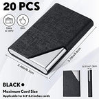Yexiya 20 Pieces PU Leather Business Card Holder with Magnetic Closure Stainless Steel Slim Wallet Case for ID Credit Card Women Men(Black) - Image 2