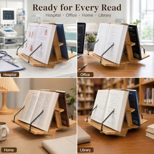 MACTANO Two-Sided Rotating Book Stand, 360° Bamboo Desktop Holder 9 lb - Image 6