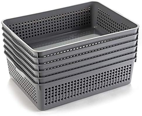 Aebeky A4 Size Plastic Paper Storage Trays,Desktop File Organizer Baskets,6-Packs (Grey) by Aebeky