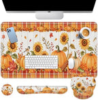 Britimes Keyboard Mouse Pad Set, 4 in 1 Desk Mat Set, Fall Pumpkin by Britimes