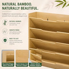 Yeaqee Hanging Wall File Organizer 15" x 12.6" x 3.9" Natural Bamboo 5 Tier - Image 4