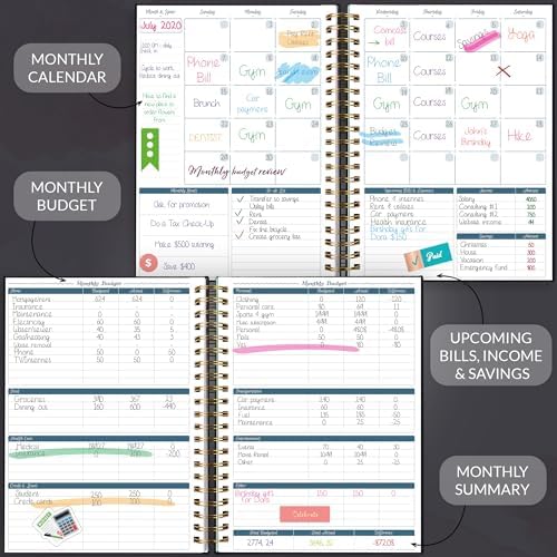 GoGirl Budget Planner & Monthly Bill Organizer with Pockets, Black - Image 3
