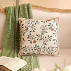 ISAENNE Designer Elegant Linen Throw Pillow Cover,Set of 2,18"x18"-Flora A - Image 2