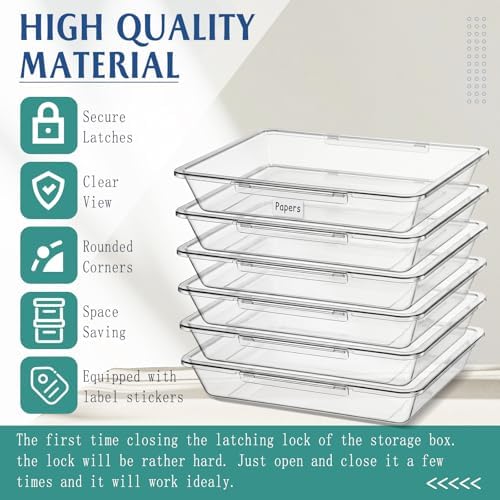 Tinlade 24 Pcs Classroom Paper Storage Bins with Lids, Clear, 13x10in - Image 3