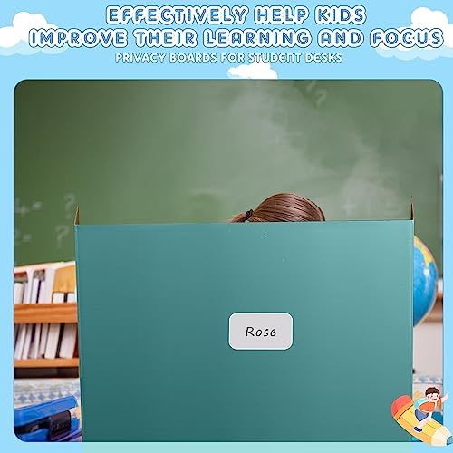 Jetec 24 Pcs Privacy Folders for Students Desk Boards with Labels Pastel Classroom Desk Test Divider 19.2 x 12 Inch Trifold Privacy Panel Partition for School Study(Warm Colors) - Image 6