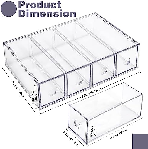 12-Drawer Desk Organizer, 3-Pack Stackable Desktop Storage Box - Image 3