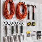 8PCS Garage Storage Hooks Set, Heavy Duty Steel Utility Hooks, Fits 1/4” & 1/8” Pegboards & Slatwall, Wall Organizer for Hoses, Power Tools, Ladders, Garden Tools & Extension Cords - Image 4