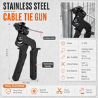 450Pcs Metal Zip Ties Gun Kit, Silver 8/12/16in & Black 8/12in Stainless Steel Zip Ties, Heavy Duty Cable Tie Fastening Cutting Tool Set with Organizer, Gloves, Storage Bag for Fence, Exhaust Wrap - Image 4