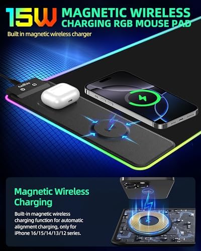 Wireless Charging Mouse Pad, RGB Gaming Mousepad, 31.5"x11.8" - Image 3