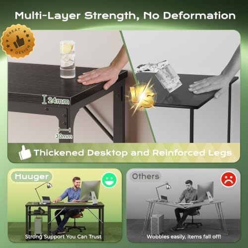 Huuger 55'' x 19.7'' Computer Desk with Power Outlets, 0.95'' Thick Desktop - Image 4