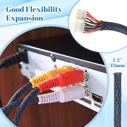 Pangda Braided Wire Loom 1/2'' X 300 Ft, Black-Blue - Image 4