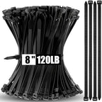 Reallnaive 500 Pack 8 Inch Heavy Duty Zip Ties 120 lb, Black by Reallnaive