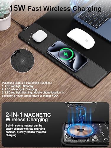 TopMade Wireless Charging Mouse Pad, 31.5"x15.75" XXL Large Desk Mat - Image 2