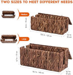 Cable Management Box with Lid, 2Pack Handwoven Real Water Hyacinth Cord Hider Organizer Boxes,2 Side Open Slots Storage Box to Hide Cords Power Strip for Desk, Floor, Office - Image 5