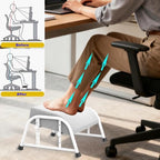10-Level Adjustable Under Desk Footrest, XL White Metal Frame - Image 4