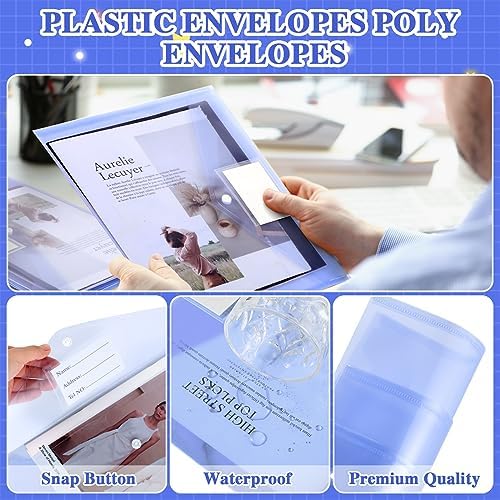 Yeaqee 50 Pcs Plastic Envelopes for Documents Plastic A4, Blue - Image 3