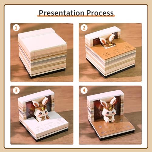 3D Calendar 2027,Time Piece Calendar 2027,Cute Rabbit 3D Art Notepad Calendars,3D Memo Pad,Tear Away Calendars,Christmas Gift,New Year Gif (Cute Wild Rabbit) - Image 6