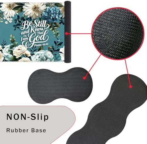 Keyboard Wrist Rest and Mouse Pad with Wrist Support Set Ergonomic Coaster,Memory Foam,Easy Typing Pain Relief,Large XL Desk Mat 31.5"x 11.8",Be Still Floral Bible Verse - Image 3