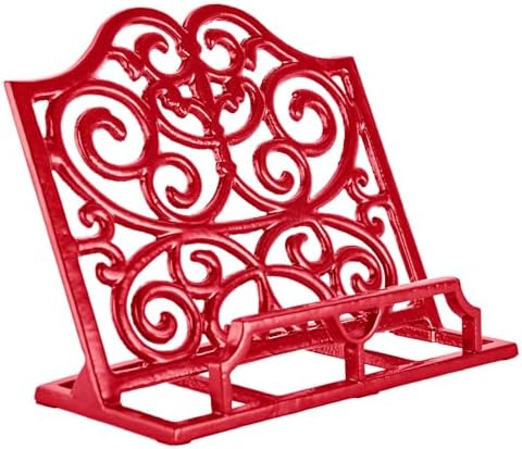 JOGREFUL Cast Iron Cookbook Stand, Kitchen Recipe Holder Scrollwork Red by JOGREFUL