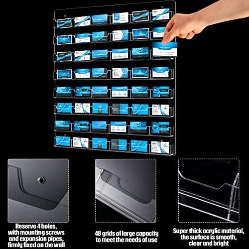 Hillban Acrylic Business Card Holder Wall Mount Office, 48 Pockets - Image 6