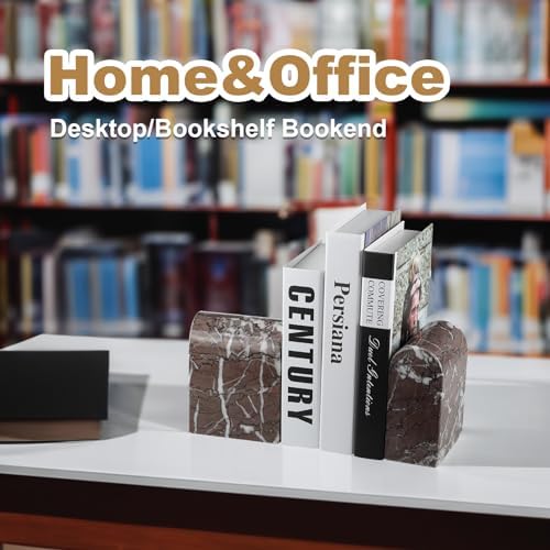 Koville Turkish Natural Marble Bookends for Shelves, Decorative Book Ends, 13lbs Heavy-Duty Marble Book Holders, Bookshelf Apartment Decor for Normal Books/CD/Video Games(Leopard) - Image 5