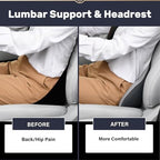 Coverado Lumbar Support Pillow and Car Neck Pillow, Ergonomic Memory Foam Desk Chair Cushion and Headrest Pillow for Car Office Chair, Sciatica & Neck & Tailbone Pain Relief Cushion-Black&Gray - Image 4