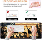 Ergonomic Keyboard Wrist Rest & Mouse Pad Wrist Rest Set, Large XXL Gaming Desk Mat 31.5"x 11.8" with Non-Slip Base, Memory Foam, Easy Typing Pain Relief for Home & Office, American Flag Deer - Image 5