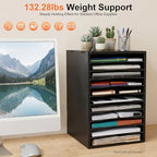 Vertical Desktop Sorter, 11-Layer Stackable Paper Tray for Office Home School Desk Literature Organizer File Holder Document Storage Rack 10.6 * 11.8 * 15.7inch, Black - Image 2