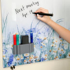 Glassboard Studio Magnetic Dry Erase Marker Holder - Super Strong for Magnetic Glass Whiteboard or Fridge - 2 Large Neodymium Magnets - No Slip Grip - Eco-Friendly PLA Plastic (Steel Gray) - Image 4