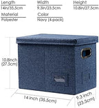PRANDOM File Organizer Box - Set of 4 Collapsible Decorative Linen Filing Storage Hanging File Folders with Lids Office Cabinet Letter Size Navy Blue (14x9.3x10.8 inch) - Image 7