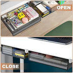 SVNNELP Under Desk Table Drawer Storage Organizer,2 Pack Large & Medium Slide Out Desk Drawers - Hidden Desktop Organizer,Attachable Pencil Storage Tray Under Table(ML) - Image 6