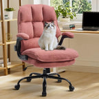 Comfy Office Chair Soft and Double Cushioned Ergonomic Computer Desk Chairs for Long Hours Executive Office Chair with Flip-up Armrests and Height Adjustment for Home Office Pink by Ergazivy