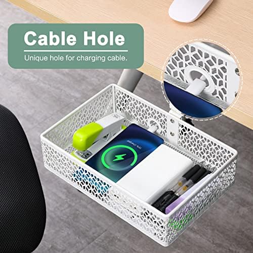 ROSYLINE Under Desk Storage Basket Hanging Drawer Tray, Clamp On Organizer - Image 4