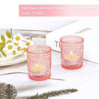 48 Pcs Pink Glass Votive Candle Holders, Tealight Candle Holders for Table Centerpieces, Vintage Candle Holder Bulk, Boho Wedding, Valentine's Day Table Decor (Pink) - Image 6