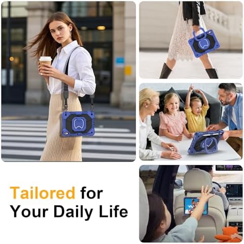 Case for iPad (A16) 11th/10th Generation 11/10.9 Inch 2025/2022, Ubearkk for iPad a16 case with Screen Protector, 360 Degree Rotating Stand Shoulder Strap Pencil Holder,Navy Black - Image 6