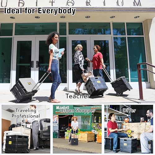 dbest Products Quik Cart Standard Collapsible Rolling Crate - Gray Lid - Image 6