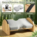 Adjustable Foot Rest Under Desk, Bamboo Wood Foot Stool with Cushion, Rocking Under Desk Footrest, Desk Leg Rest for Home Office - Image 4
