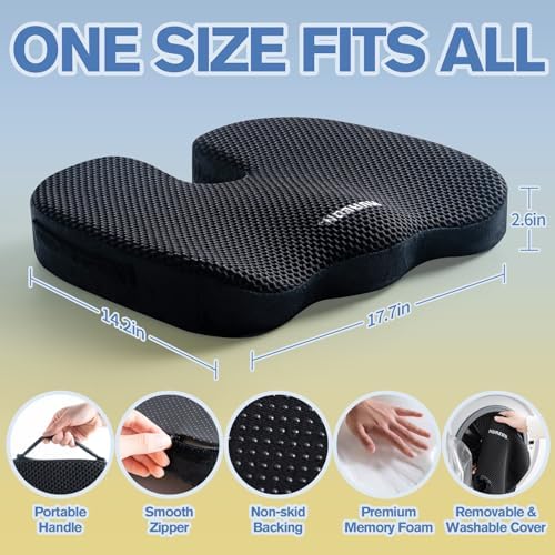 Mureon Office Chair Cushion, Ergonomic Memory Foam Seat Cushion, Mesh Black - Image 2