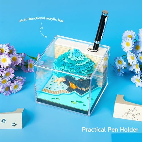 3D Memo Pad 260 Sheets Tree House Notepad with Light Kawaii Sticky Note Pad 3D Paper Carving Art Craftwork Omoshiroi Desk Decoration Pen Holder DIY High-Grade Creative Gift - Image 3