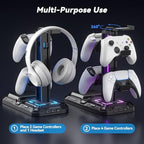 KDD Headphone & Controller Stand with Wireless Charging - Rotatable Headset Stand with 9 Light Modes - Controller Holder with 2 USB and Type C Ports - for Gamers Desktop Accessories - Image 6