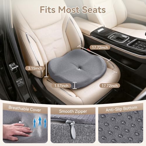 Memory Foam Seat Cushion with Pressure Relief for Office Chair, Car, Wheelchair, and Sofa, Doctor Recommended Orthopedic Cushion for Tailbone Pain, Sciatica, Hip Back Support, Non Slip, Grey - Image 6