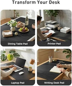 Aothia Faux Leather Desk Mat - Large Mouse Pad, Non-Slip PU Leather Blotter, Waterproof Writing Surface for Office and Home (Black, 63" x 17") - Image 6