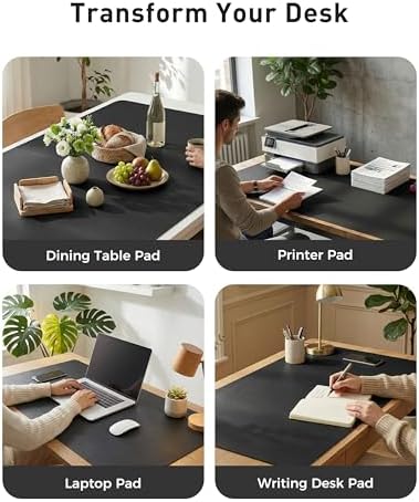 Aothia Faux Leather Desk Mat - Large Mouse Pad, Non-Slip PU Leather Blotter, Waterproof Writing Surface for Office and Home (Black, 63" x 17") - Image 6